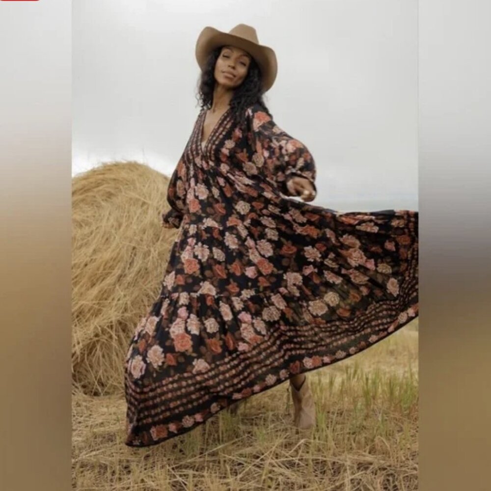 Free People Rows of Roses Maxi Dress Size Large
